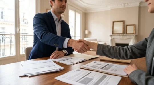 Transaction immobilière sécurisée entre particuliers dans un appartement parisien