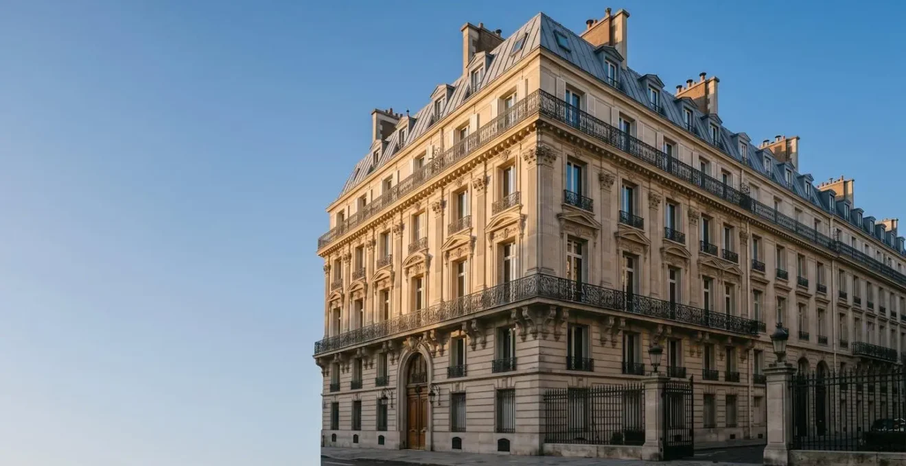 Architecture haussmannienne parisienne emblématique représentant la transmission patrimoniale multigénérationnelle