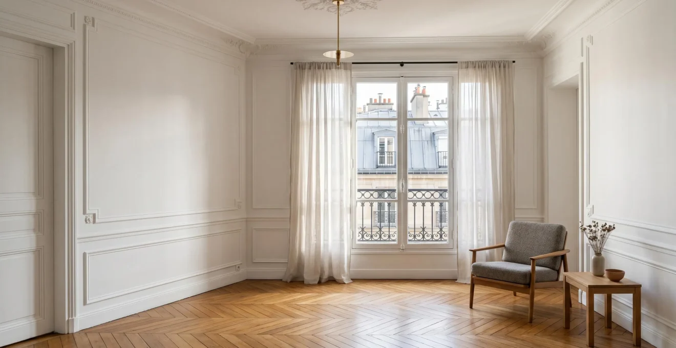 Appartement haussmannien parisien lumineux avec vue sur les toits de Paris, prêt pour une vente rapide