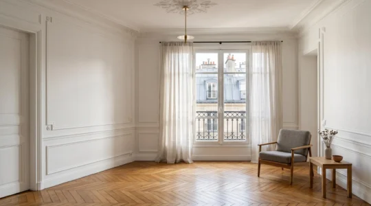 Appartement haussmannien parisien lumineux avec vue sur les toits de Paris, prêt pour une vente rapide